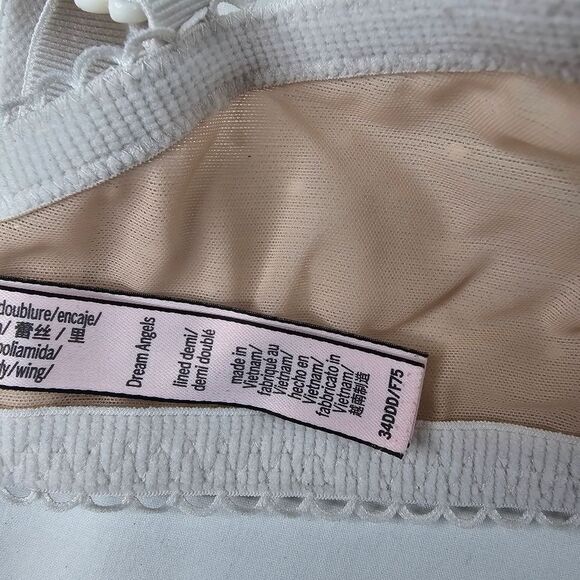 Victoria's Secret Dream Angels Lined Demi Bra White Floral Lace size 34DDD - Picture 8 of 9